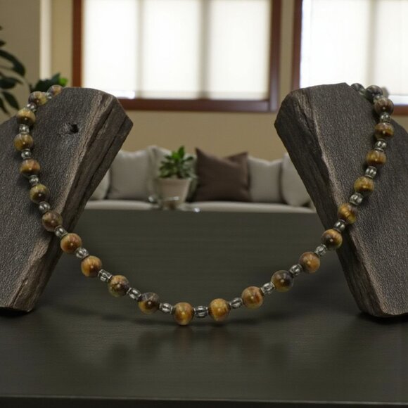 Vintage Tiger Eye & Silver Bead Choker - Picture 1 of 5